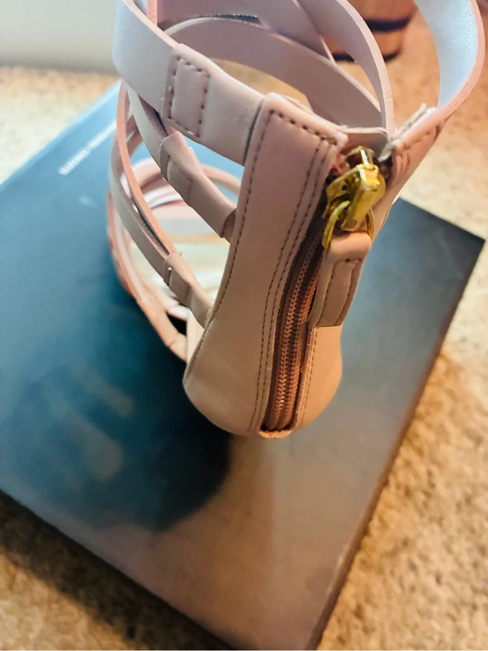 Multi-Strap High Heel Sandal in Blush Pink